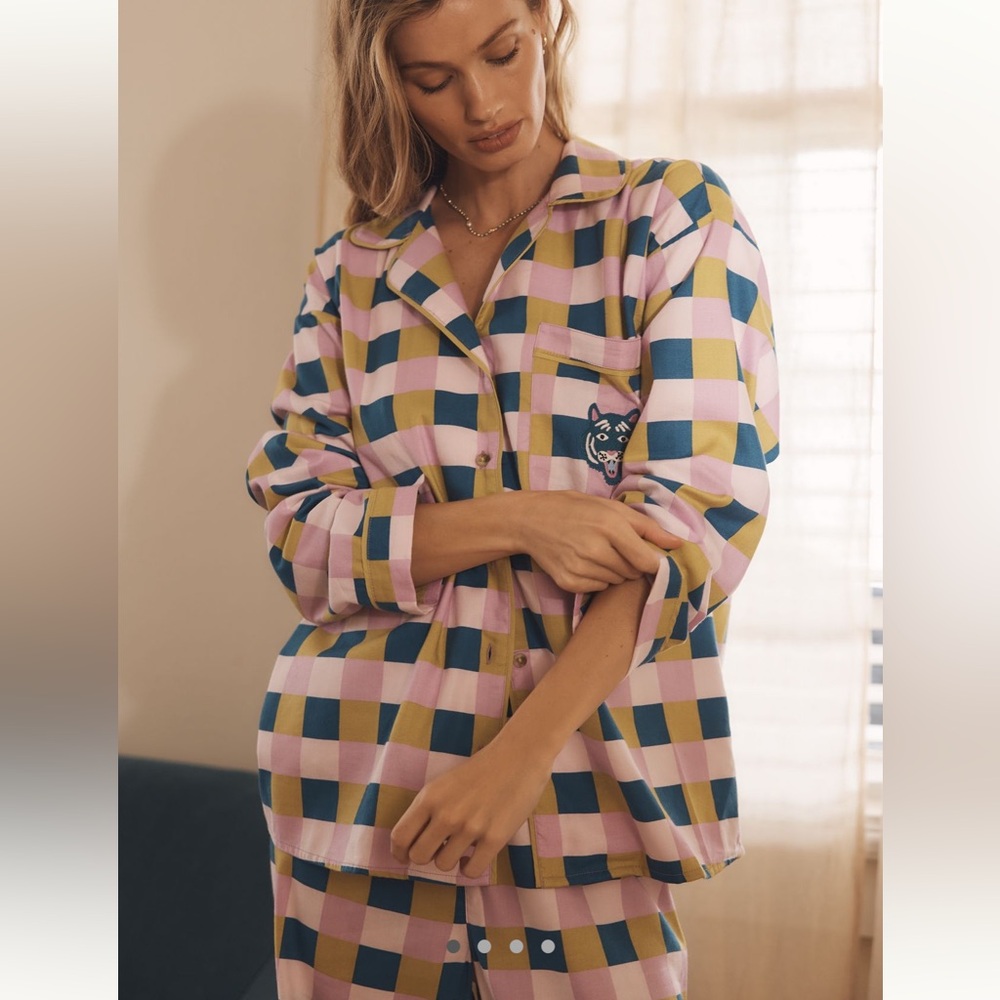 Anthropologie Multicolor Checkered Pajama Set